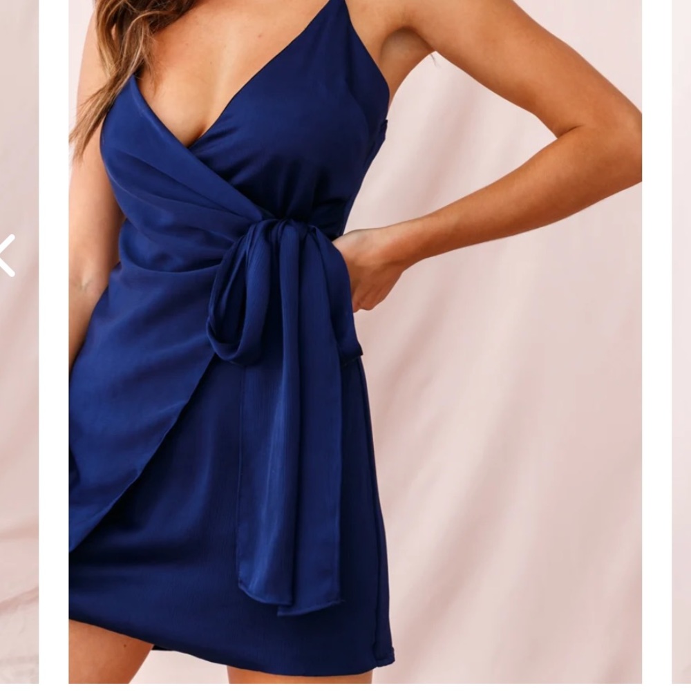 Navy mini tie side dress